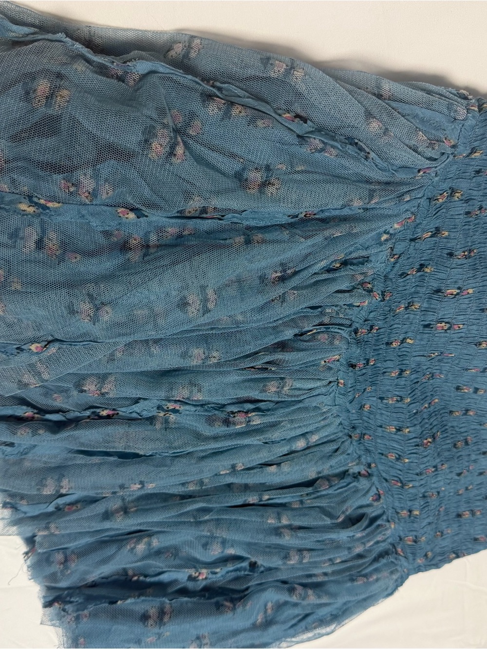 Free People blue floral mini skirt with adorable lace up detail! size L NWOT - Picture 8 of 11